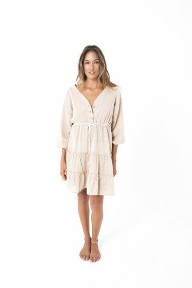 folklore maple midi-length frill dress kamala kaftan