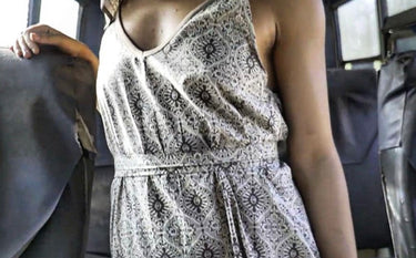 Vestido Túnica en Arena con Detalles Blockprint