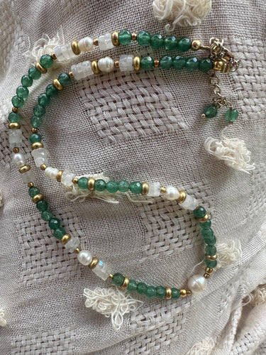 Ocean Pearl Jade Moonstone Choker
