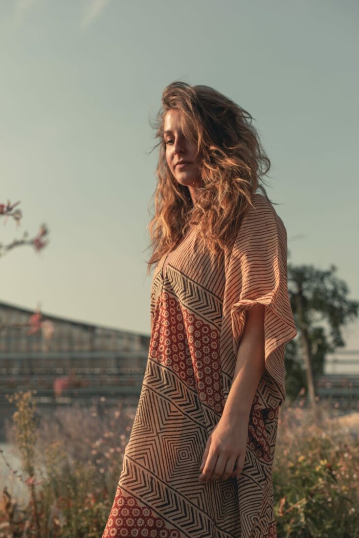 poncho shirt dress MATILDA BLUE STRIPE PONCHO SHIRT DRESS