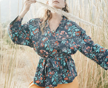 Aiko Mini Kimono in Cherry Garden Kamala Kaftan