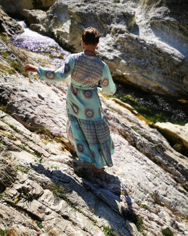 Vestido camisero OM en turquesa