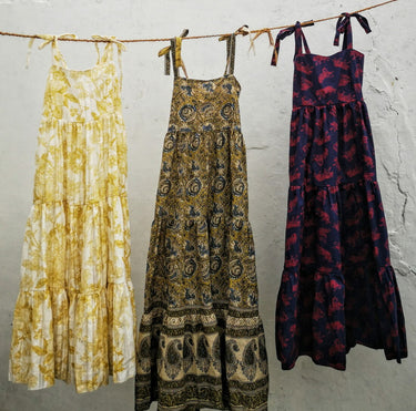 Vestido largo Chintu con volantes