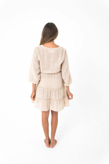 folklore maple midi-length frill dress kamala kaftan