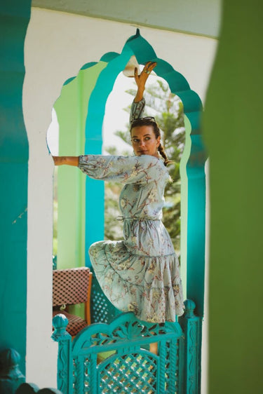 Vestido midi con volantes tribales Althea