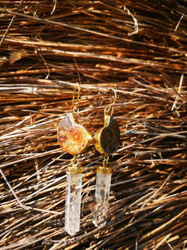Pendientes Amonita + Cristal
