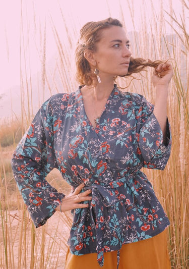 Aiko Mini Kimono in Cherry Garden Kamala Kaftan