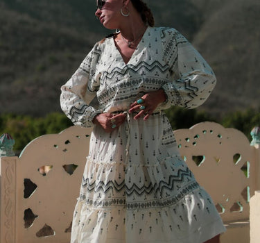 Althea Tribal Frill Midi Dress