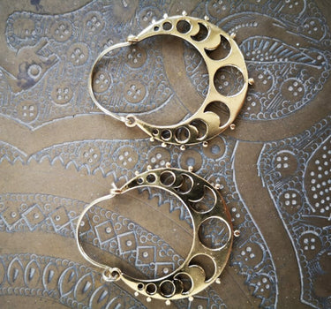 Moon Calendar Brass Earrings
